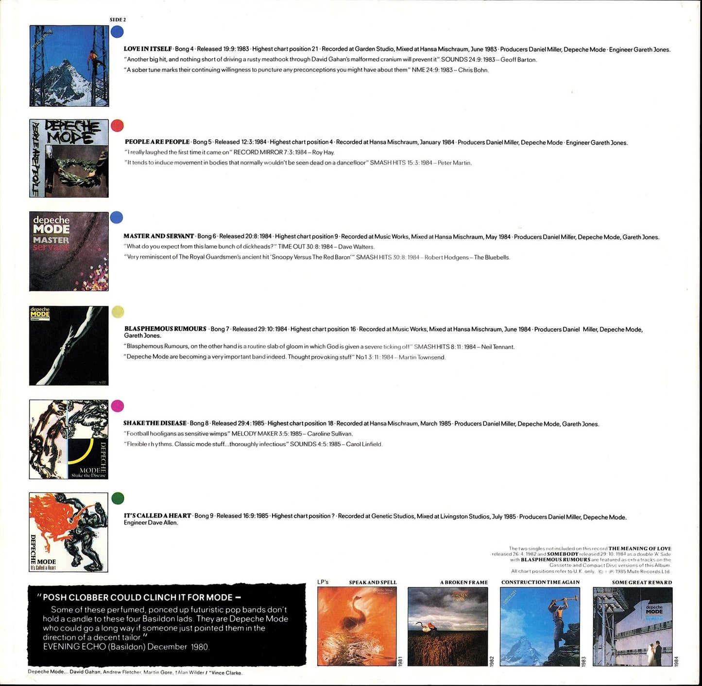 Depeche Mode ‎– The Singles 81 - 85 Grey Vinyl LP