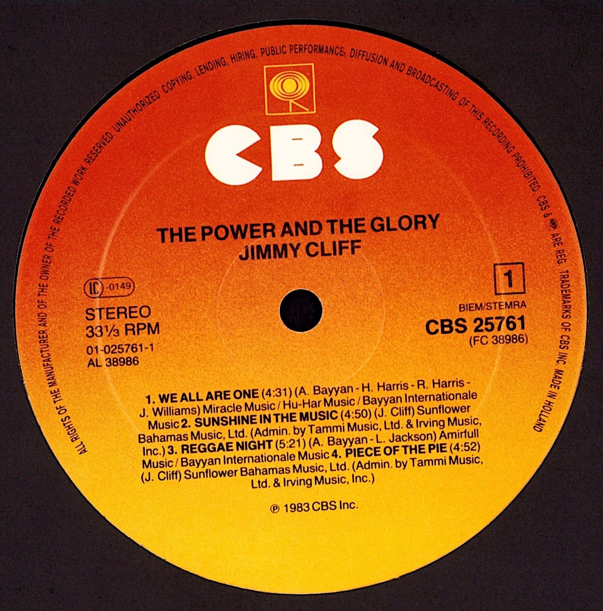 Jimmy Cliff ‎- Give Thankx Vinyl LP Kopie