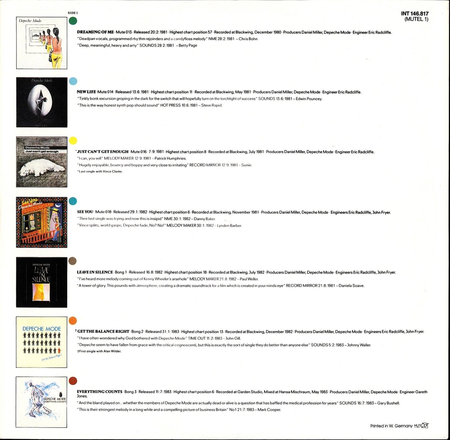 Depeche Mode ‎– The Singles 81 - 85 Grey Vinyl LP