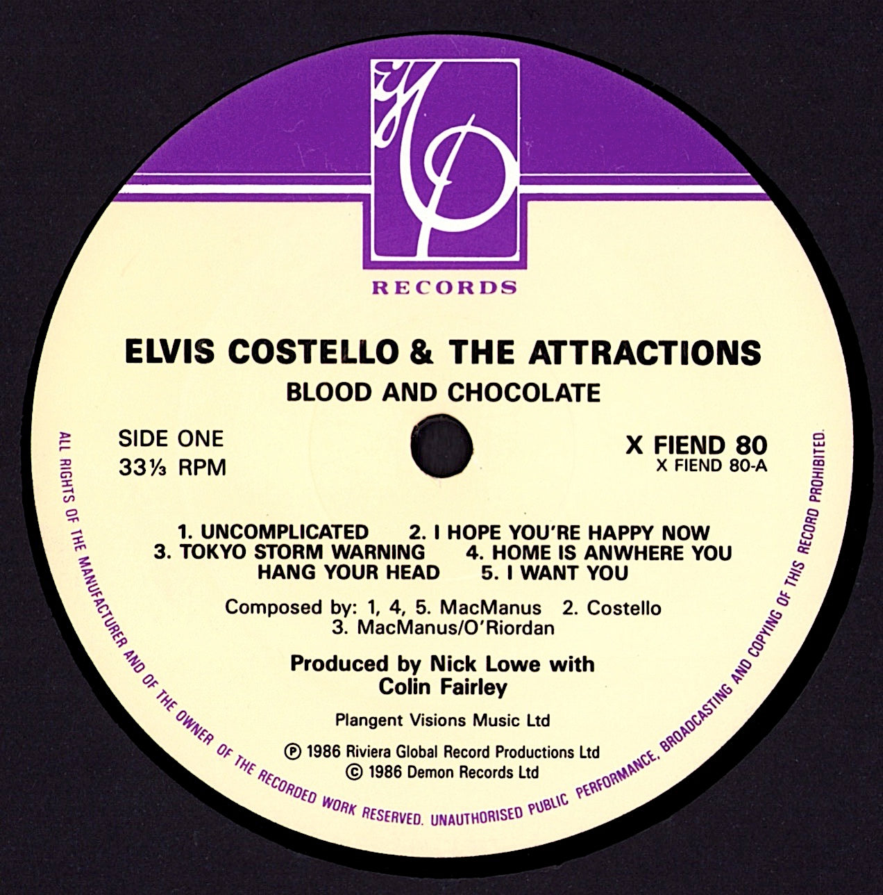 Elvis Costello And The Attractions - Blood & Chocolate Vinyl LP Kopie