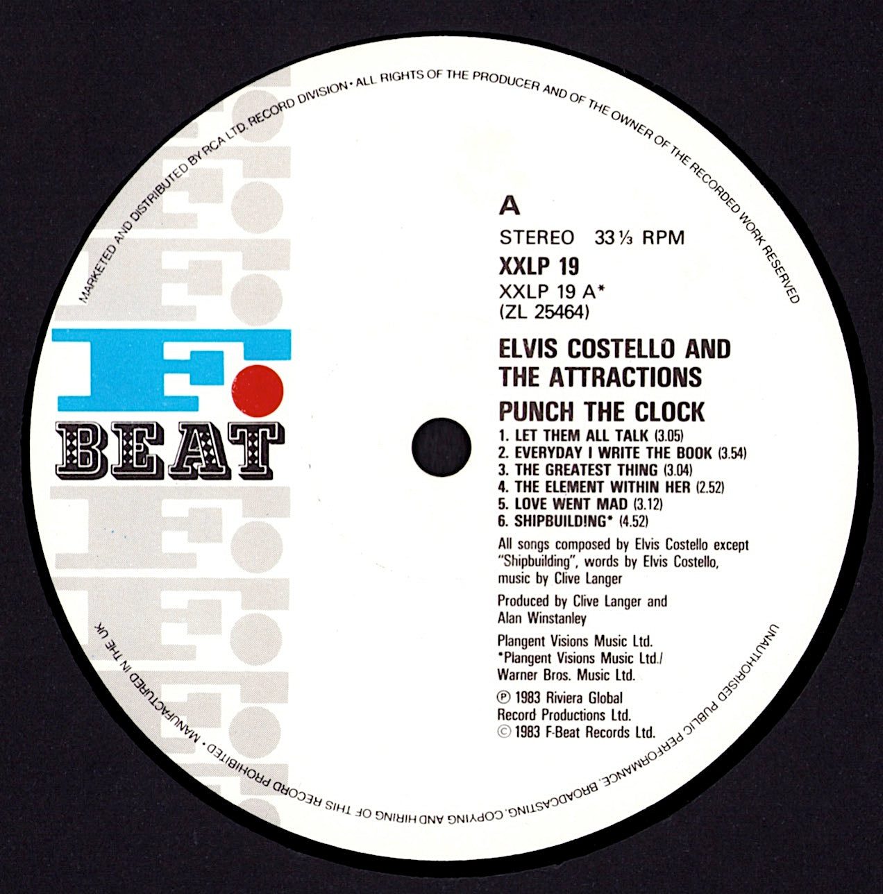 Elvis Costello And The Attractions - Punch The Clock Vinyl LP Kopie