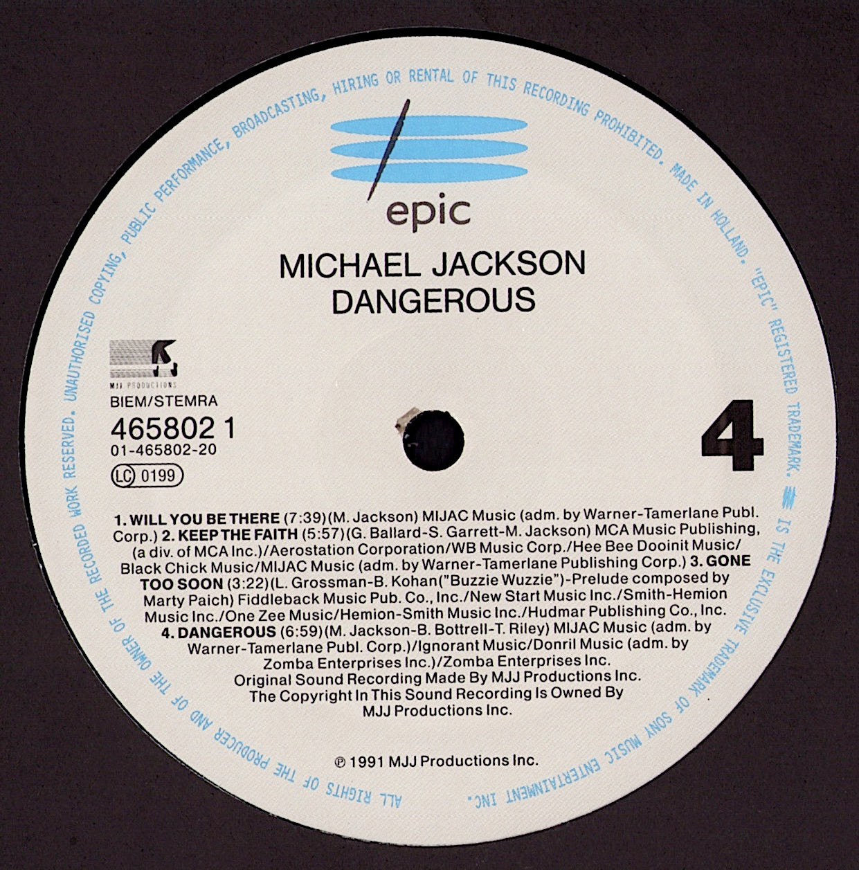 Michael Jackson ‎– Dangerous Vinyl 2LP Kopie