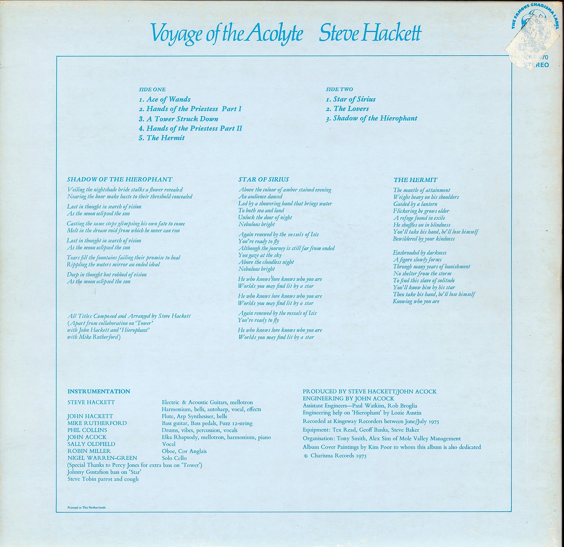 Steve Hackett – Voyage Of The Acolyte Vinyl LP