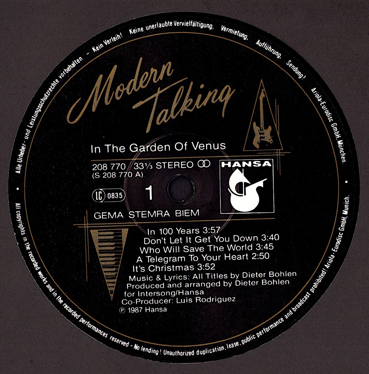 Modern Talking – In The Garden Of Venus - The 6th Album Vinyl LP Kopie