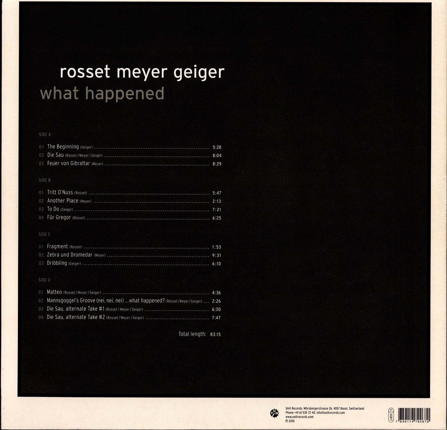 Rosset Meyer Geiger – What Happened Vinyl 2LP