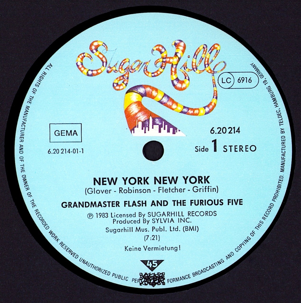 Grandmaster Flash & The Furious Five – New York New York Vinyl 12" Maxi-Single