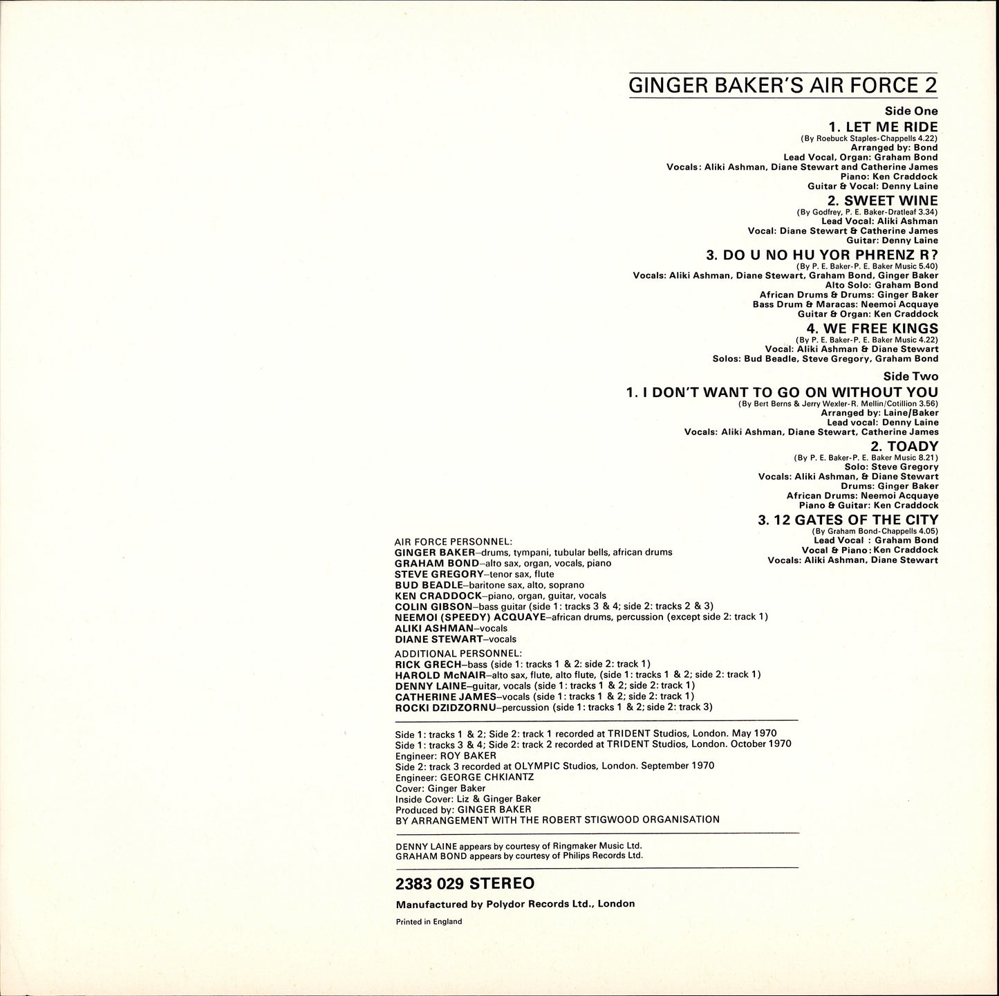 Ginger Baker's Air Force – Air Force 2 Vinyl LP