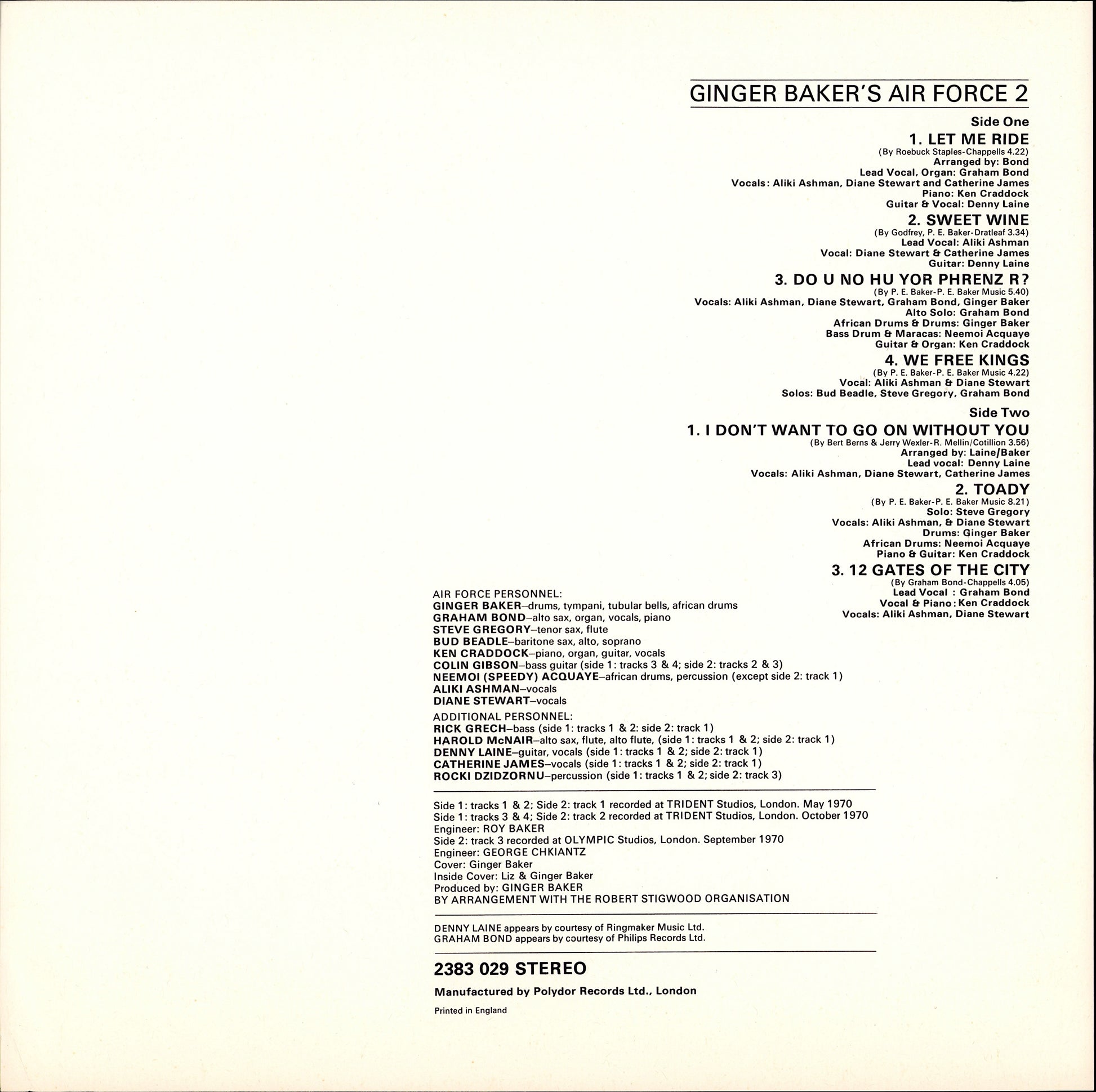 Ginger Baker's Air Force – Air Force 2 Vinyl LP