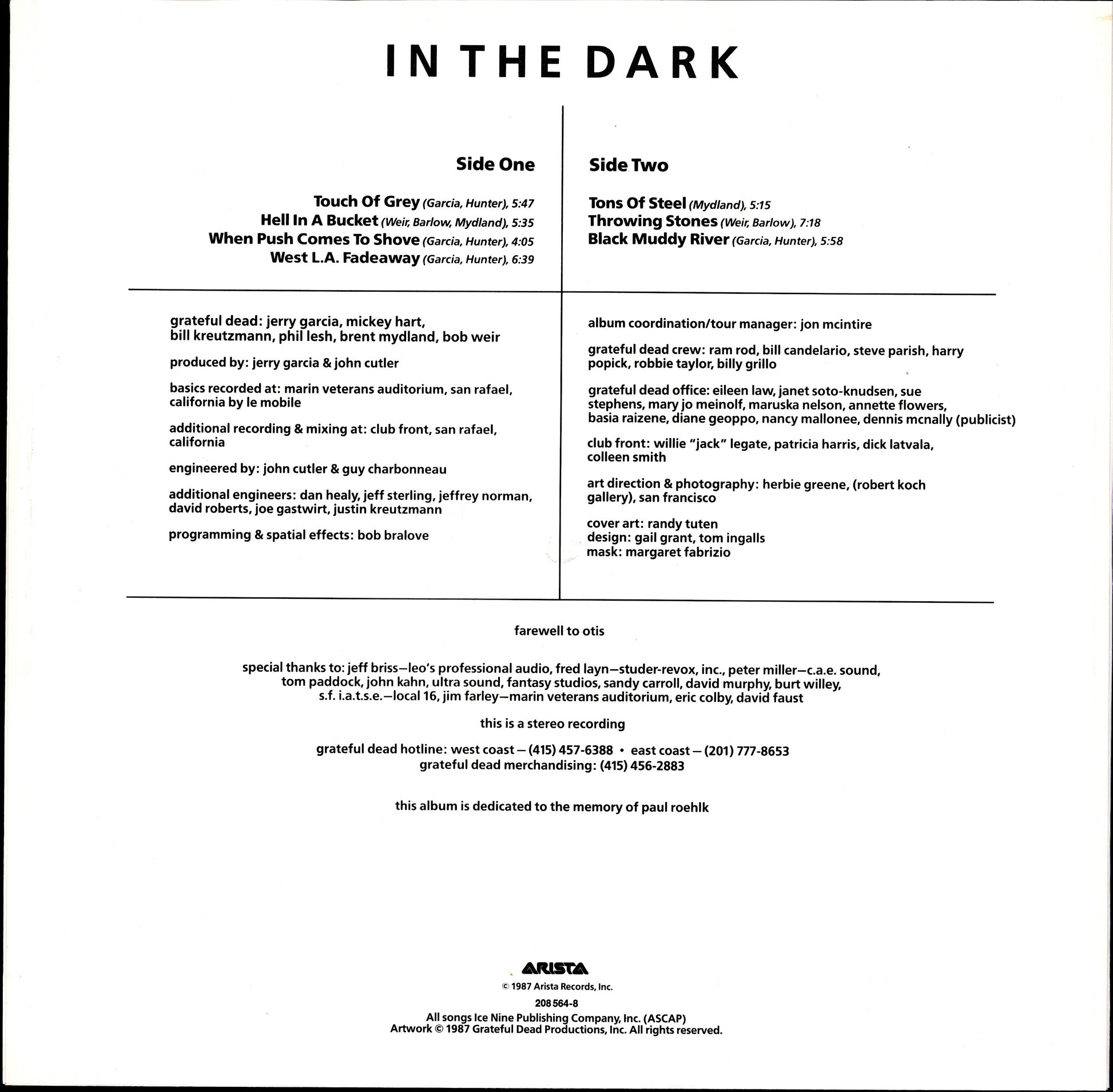 Grateful Dead - From The Mars Hotel White Vinyl LP Kopie