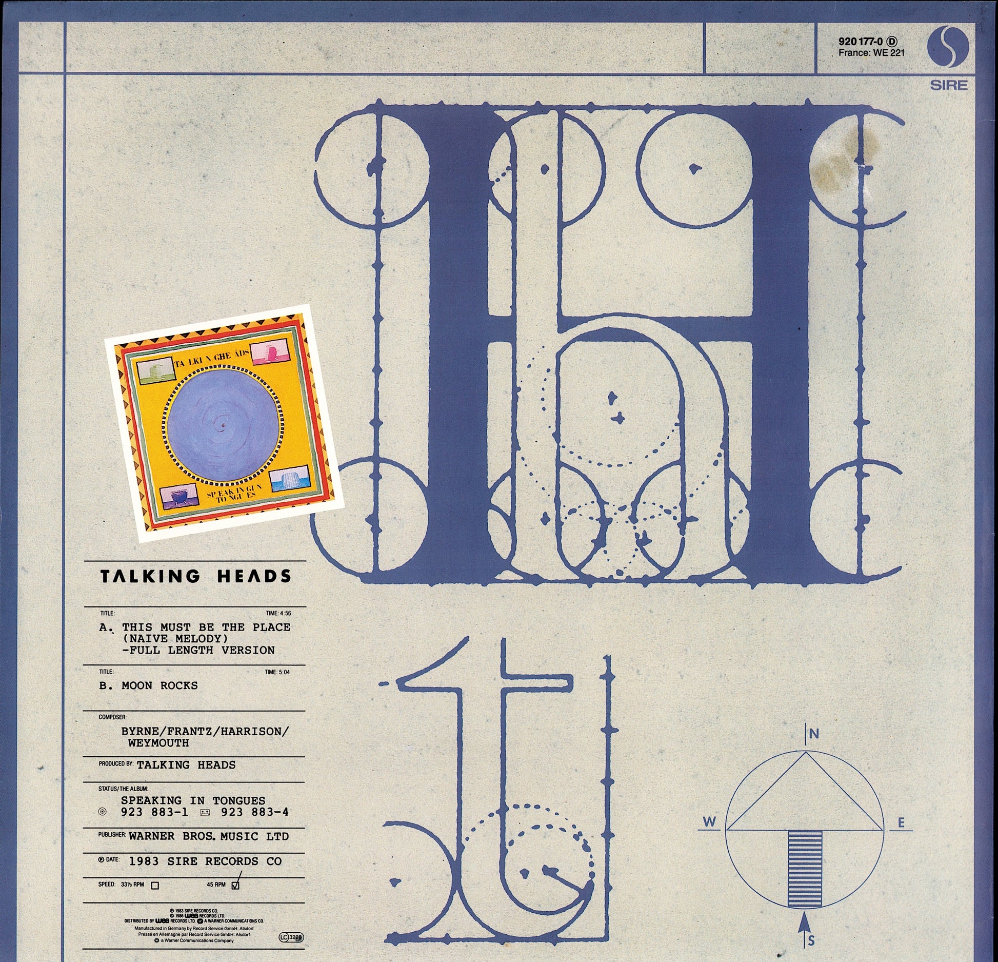 Talking Heads – This Must Be The Place Naive Melody -Full Length Version Vinyl 12"