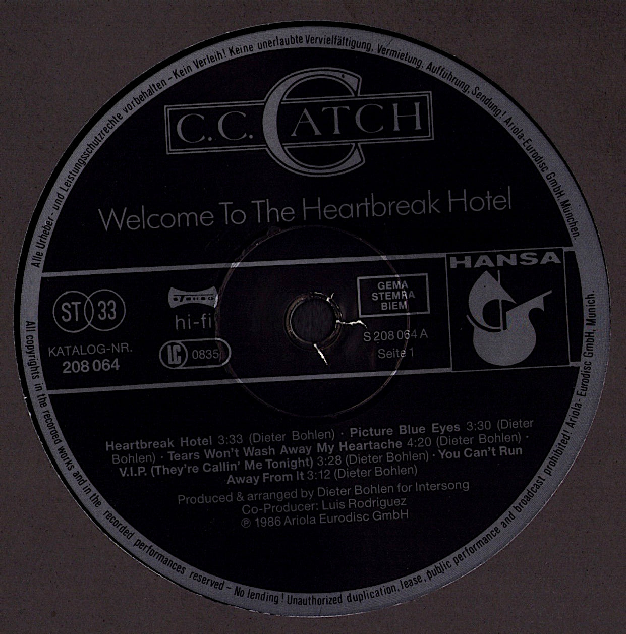 C.C. Catch – Welcome To The Heartbreak Hotel Vinyl LP