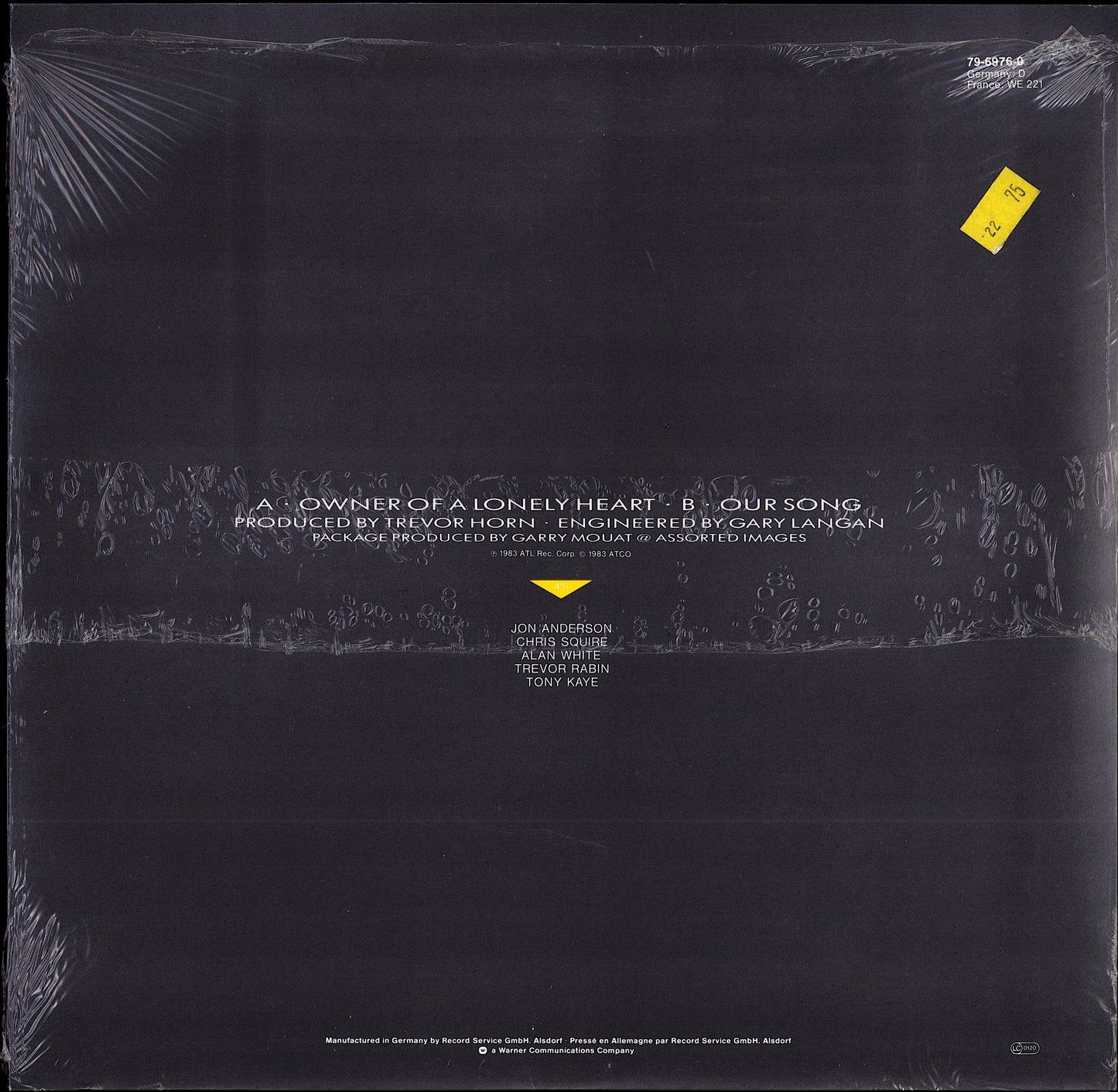 Yes – Owner Of A Lonely Heart Special Remix Dance Version Vinyl 12" Maxi-Single