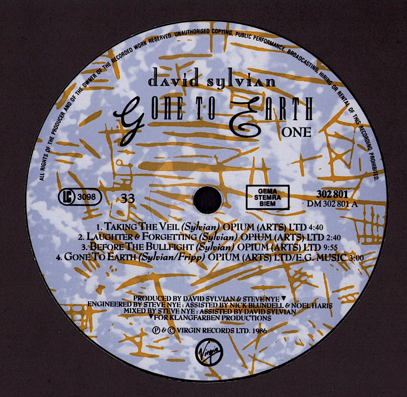 David Sylvian – Gone To Earth Vinyl 2LP