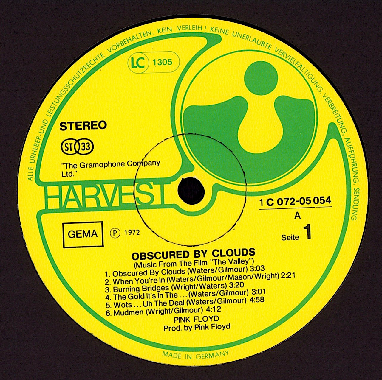 Pink Floyd – Obscured By Clouds Vinyl LP Kopie