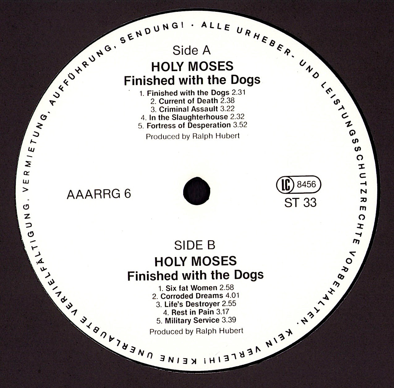 Holy Moses - Finished With The Dogs Vinyl LP