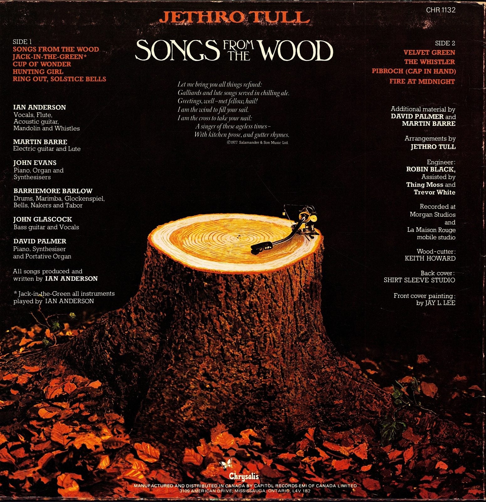 Jethro Tull - Songs from the Wood Vinyl LP Kopie