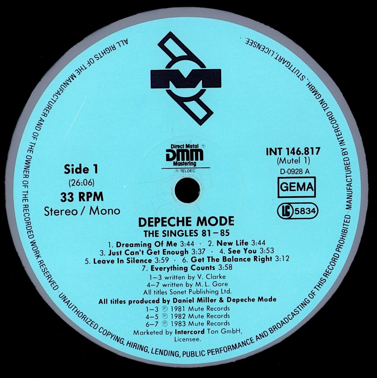 Depeche Mode ‎– The Singles 81 - 85 Grey Vinyl LP