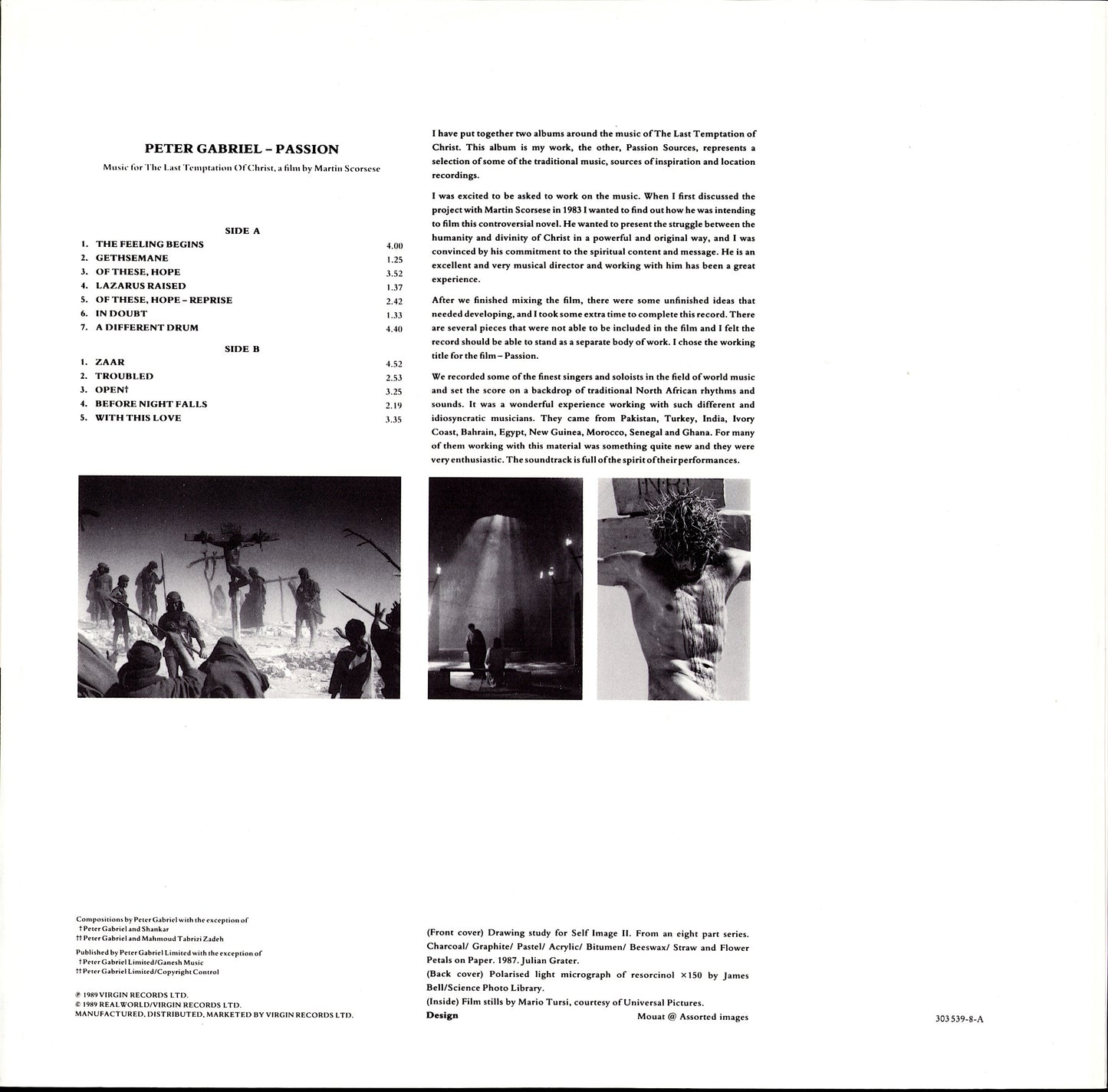 Peter Gabriel – Passion - Music For The Last Temptation Of Christ Vinyl 2LP