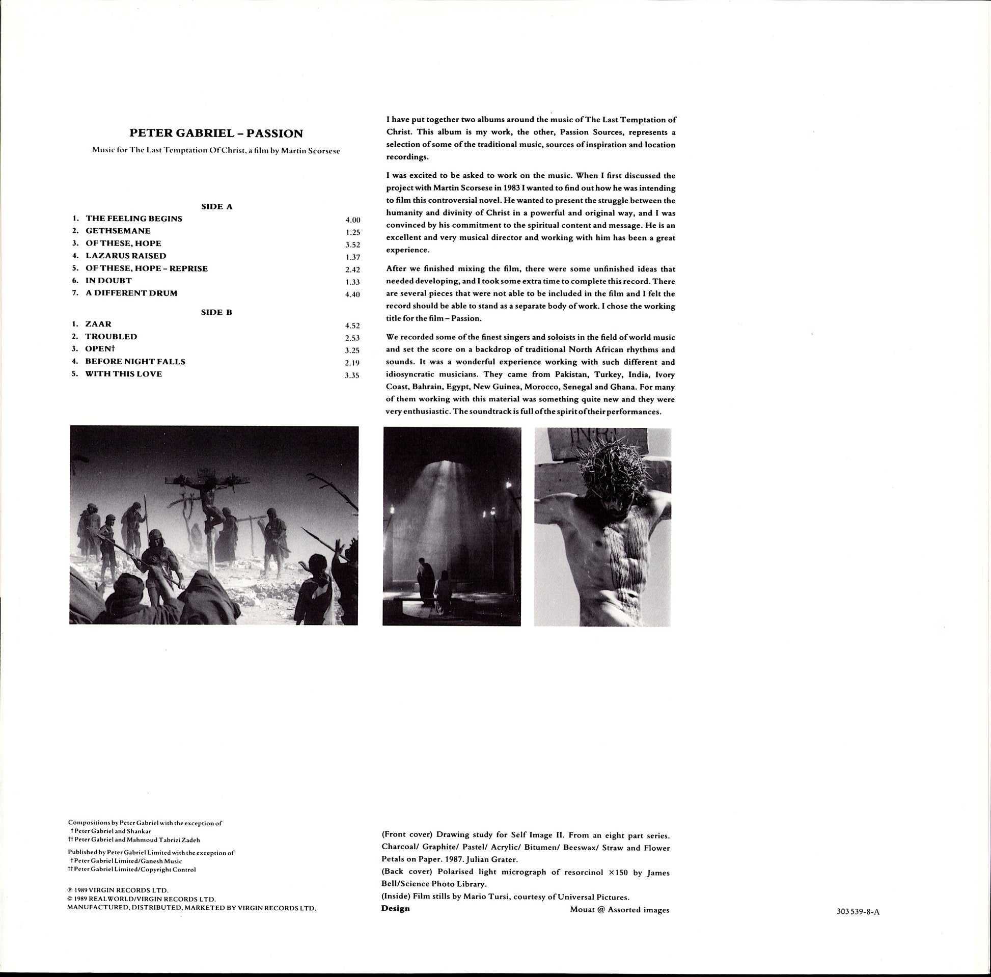 Peter Gabriel – Passion - Music For The Last Temptation Of Christ Vinyl 2LP