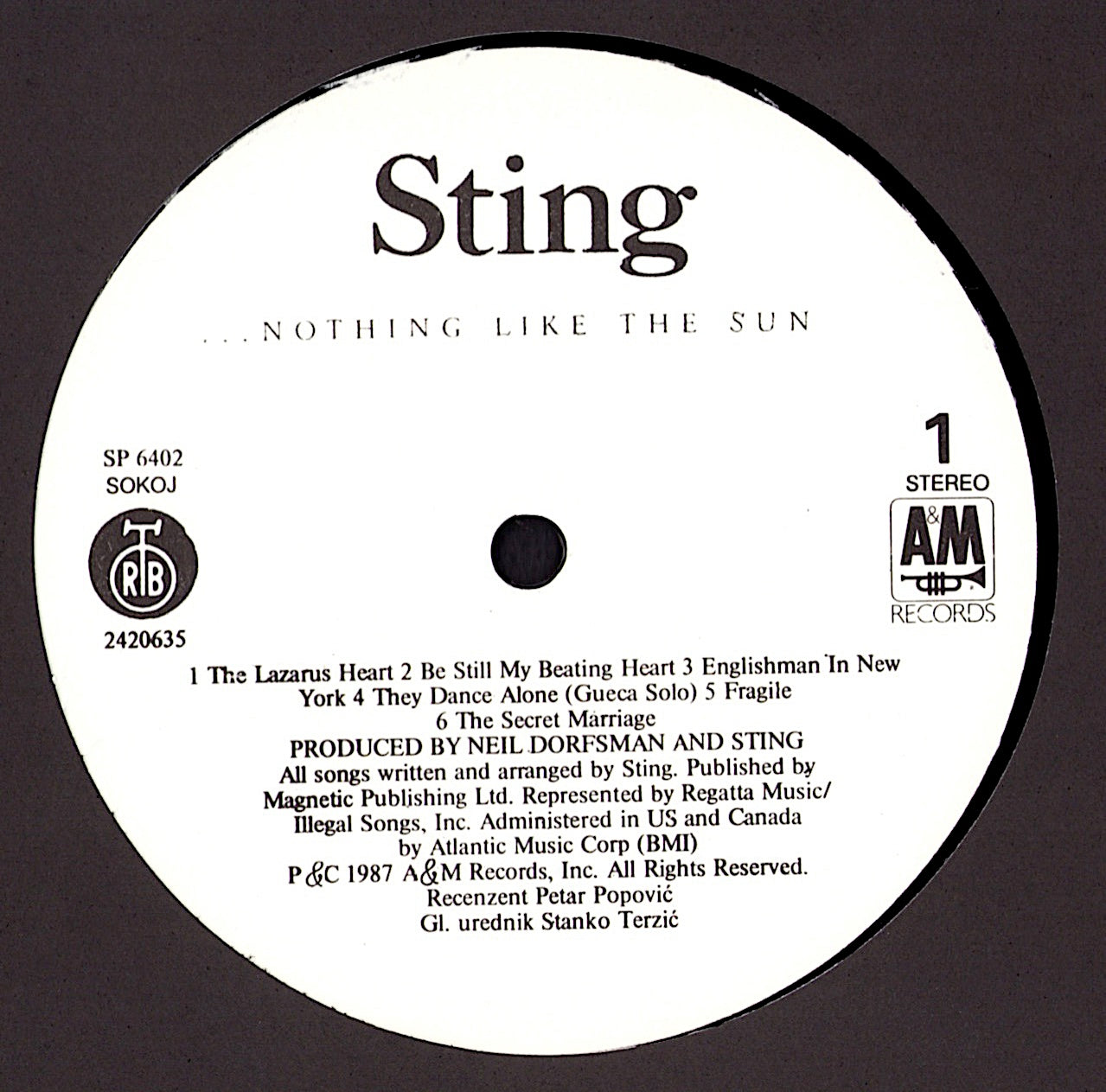 Sting – ...Nothing Like The Sun Vinyl LP