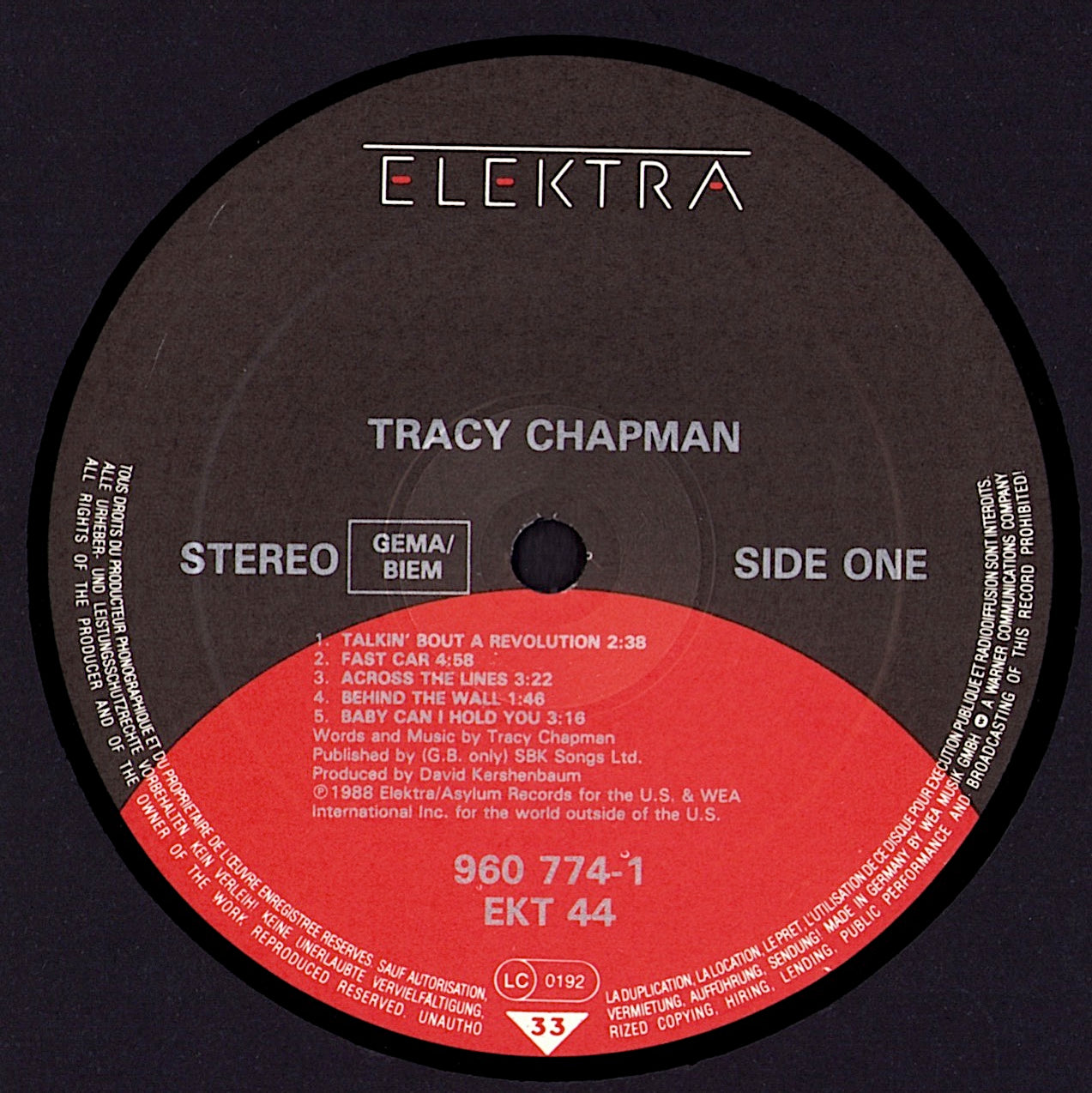 Tracy Chapman ‎- Tracy Chapman Vinyl LP Kopie