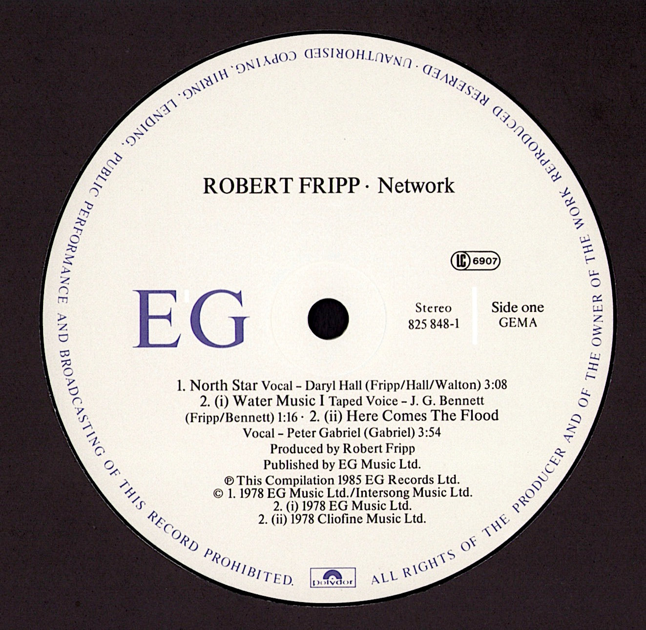 Robert Fripp ‎- God Save The Queen / Under Heavy Manners Vinyl LP Kopie