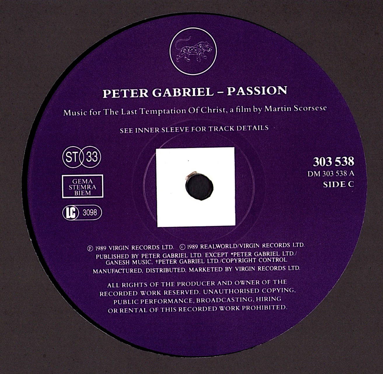 Peter Gabriel – Passion - Music For The Last Temptation Of Christ Vinyl 2LP