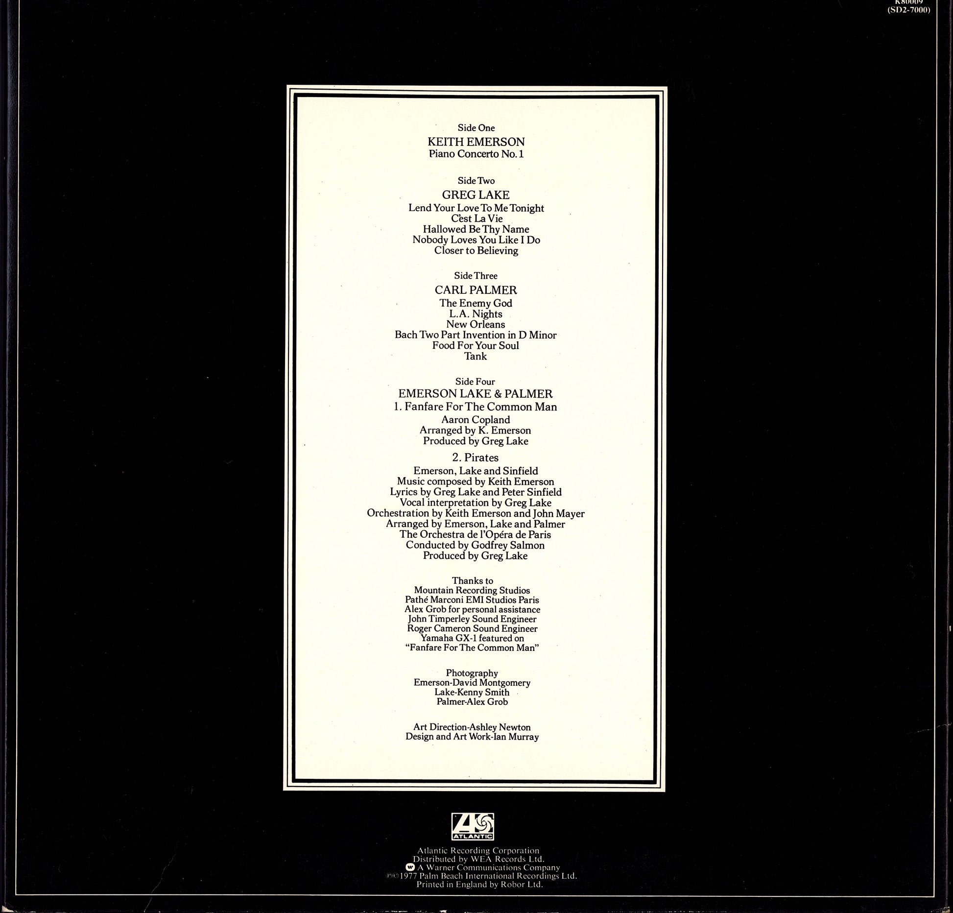 Emerson Lake & Palmer - Works Volume 1 Vinyl 2LP