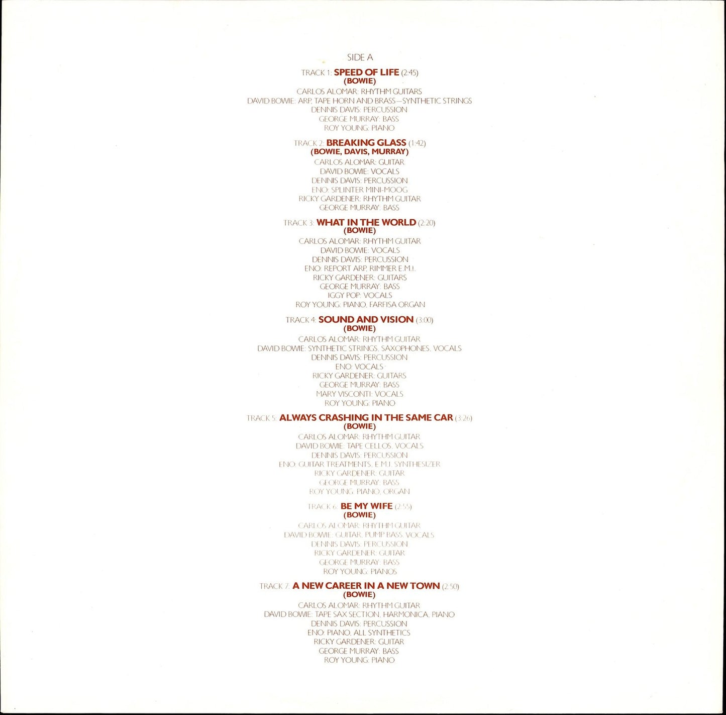 Bowie – Low Vinyl LP