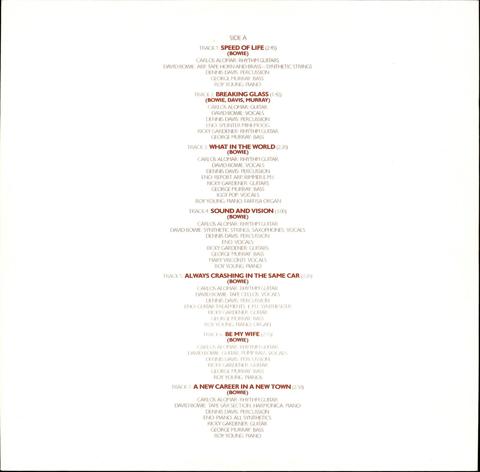 Bowie – Low Vinyl LP