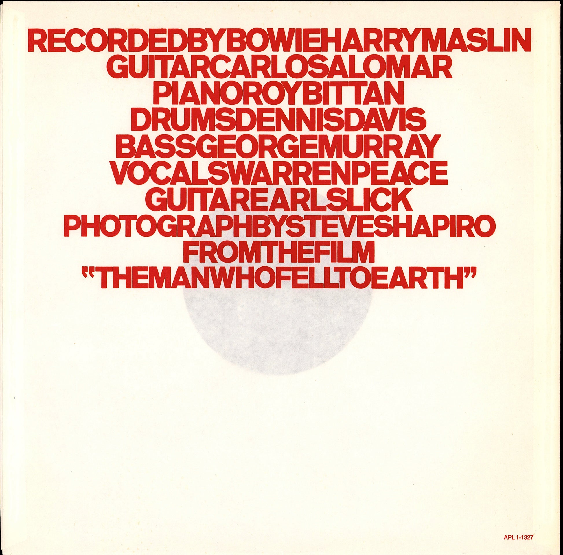 David Bowie – Station To Station Vinyl LP Kopie