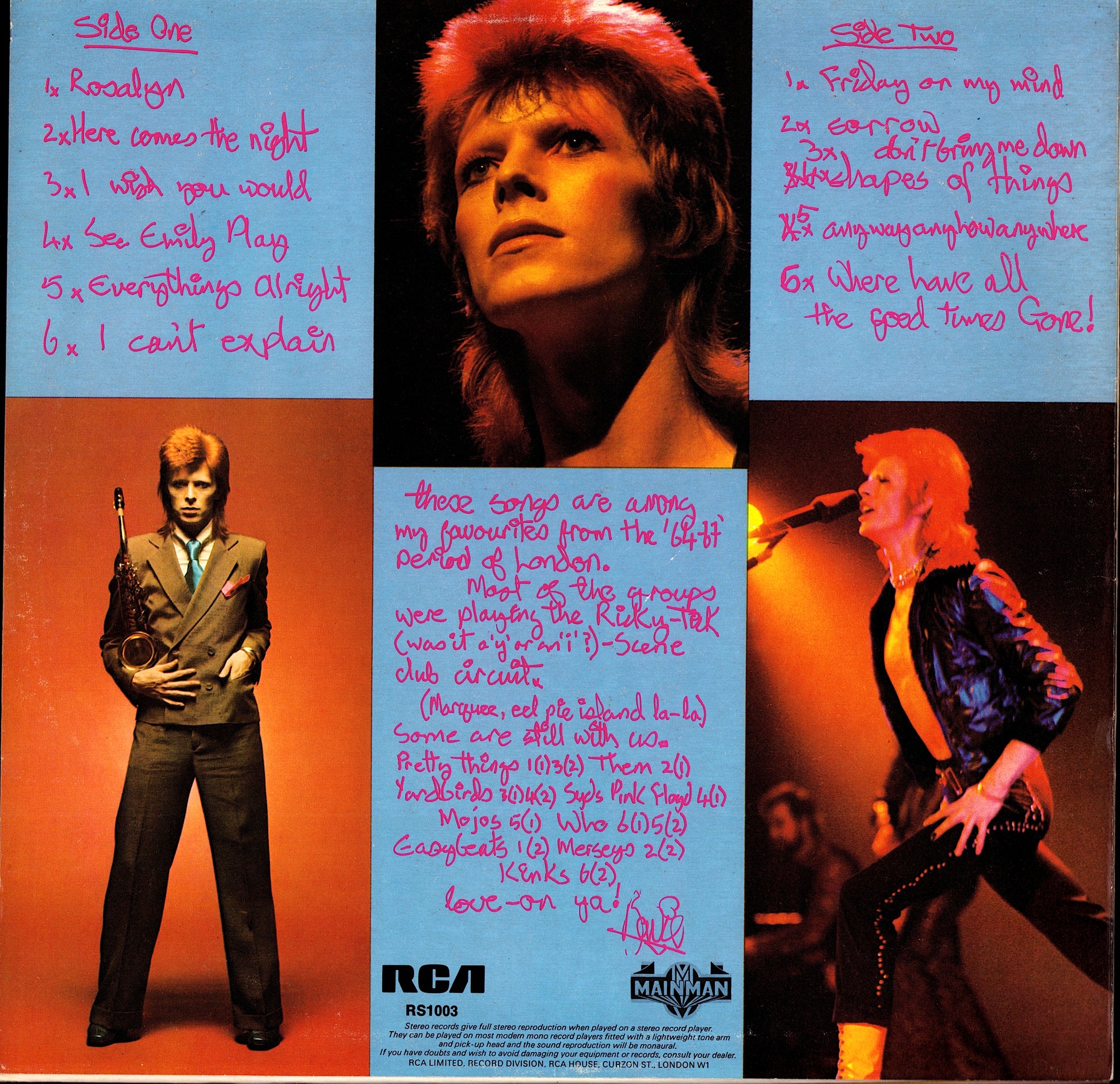 David Bowie ‎- ChangesOneBowie Vinyl LP Kopie