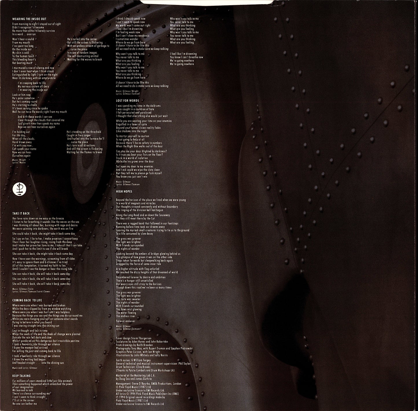 Pink Floyd ‎- The Division Bell Vinyl LP Kopie