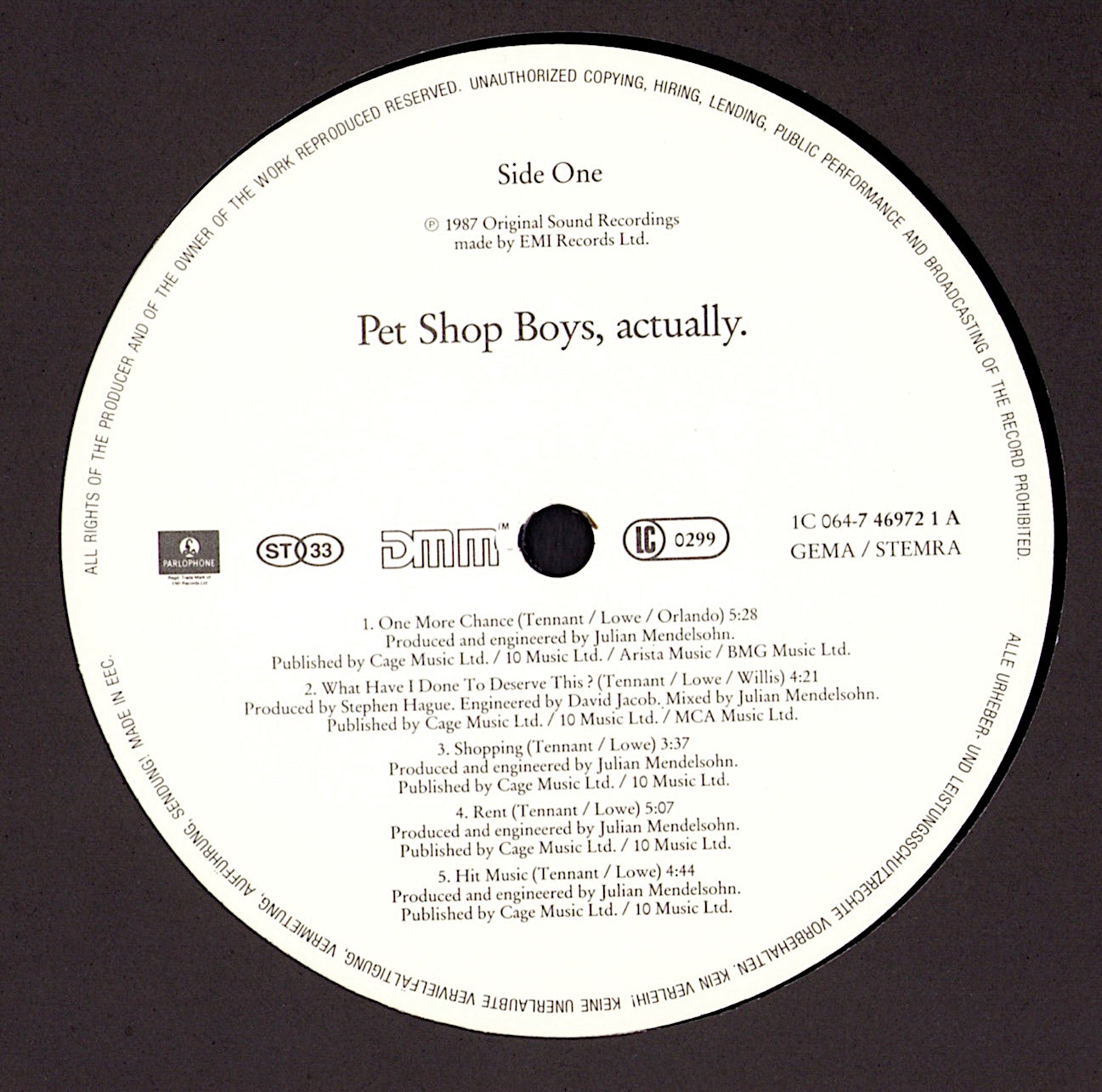 Pet Shop Boys ‎- Actually Vinyl LP