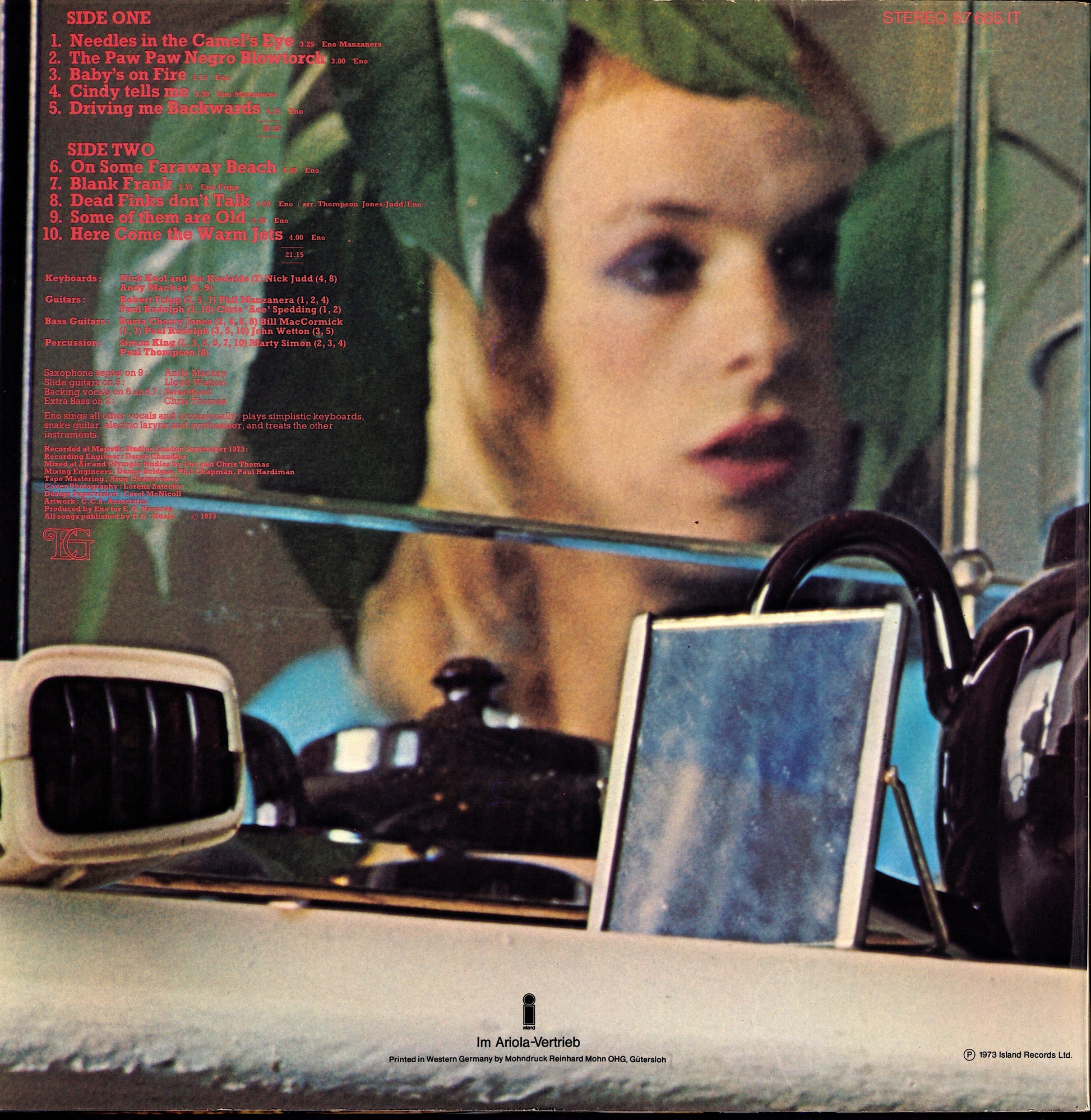 Brian Eno ‎- Here Come The Warm Jets Vinyl LP Kopie