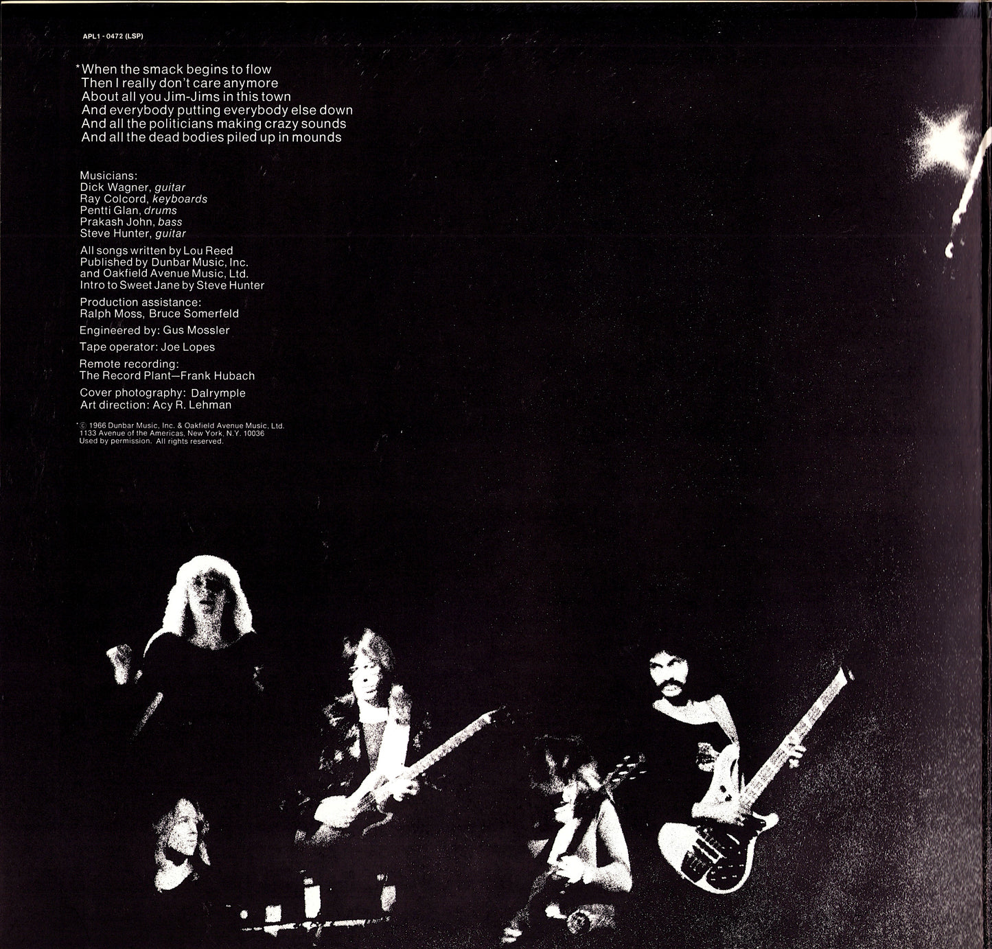 Lou Reed ‎- Rock N Roll Animal Vinyl LP