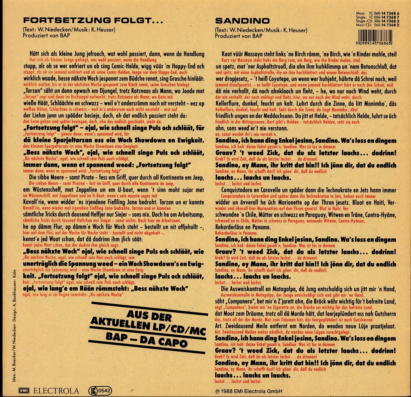 BAP ‎- Fortsetzung Folgt ... Extended Version Vinyl 12" Maxi-Single