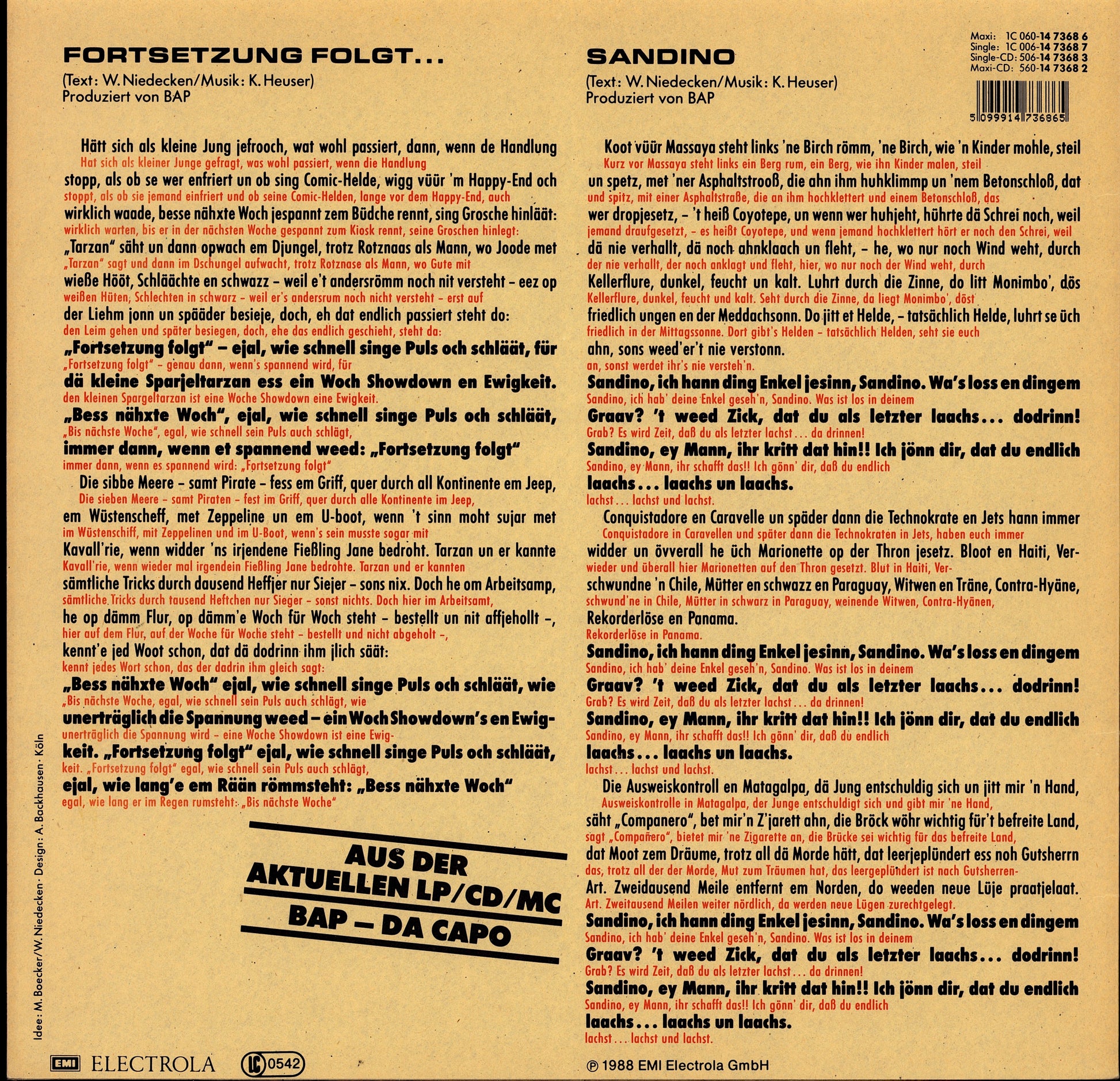 BAP ‎- Fortsetzung Folgt ... Extended Version Vinyl 12" Maxi-Single