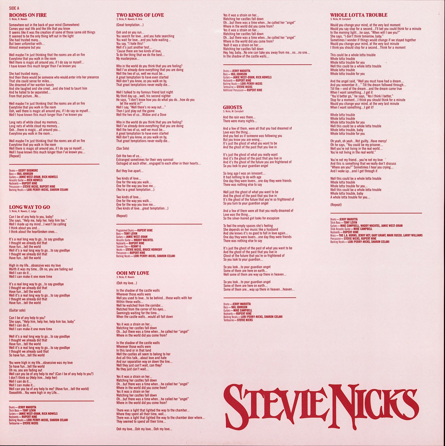 Stevie Nicks - Rock A Little Vinyl LP Kopie