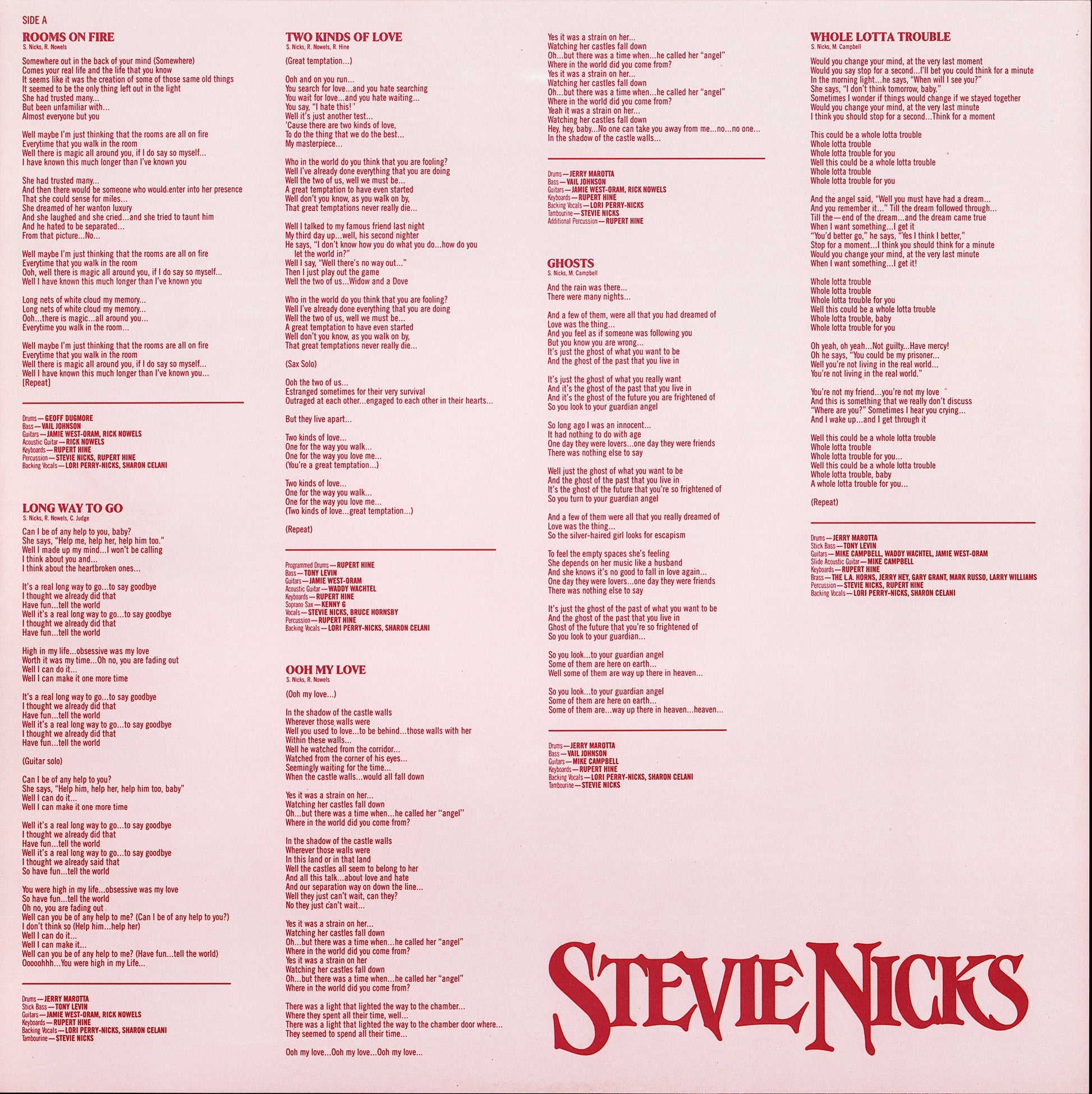 Stevie Nicks - Rock A Little Vinyl LP Kopie