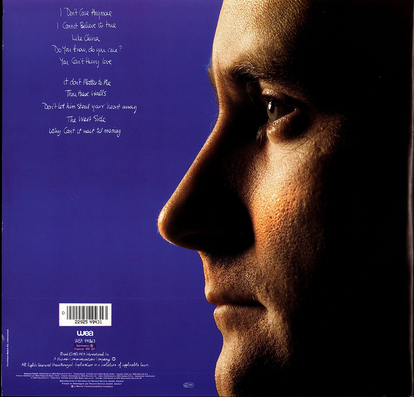 Phil Collins - Hello, I Must Be Going! Vinyl LP Kopie