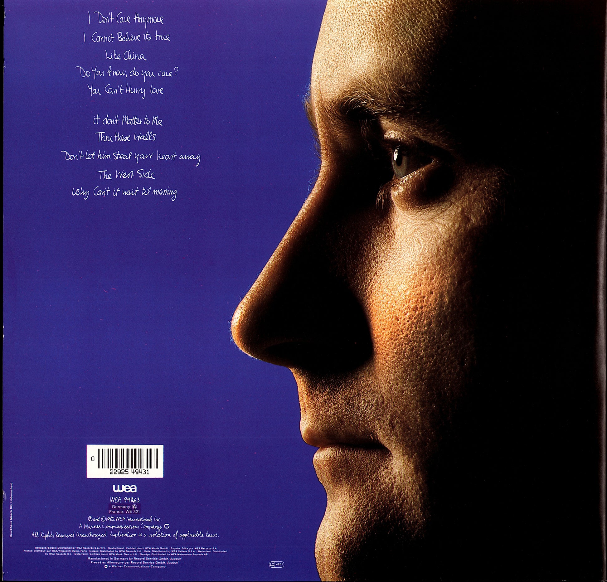 Phil Collins - Hello, I Must Be Going! Vinyl LP Kopie