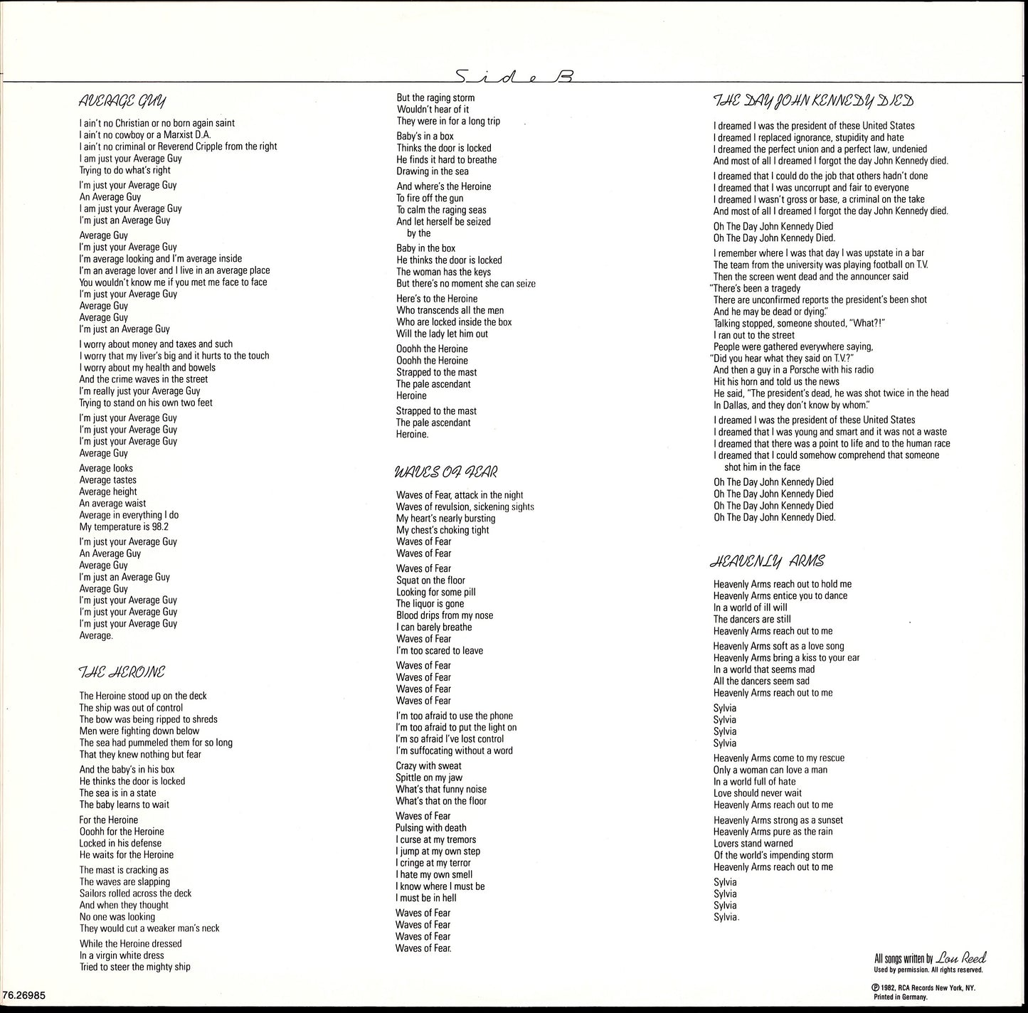 Lou Reed ‎- The Blue Mask Vinyl LP