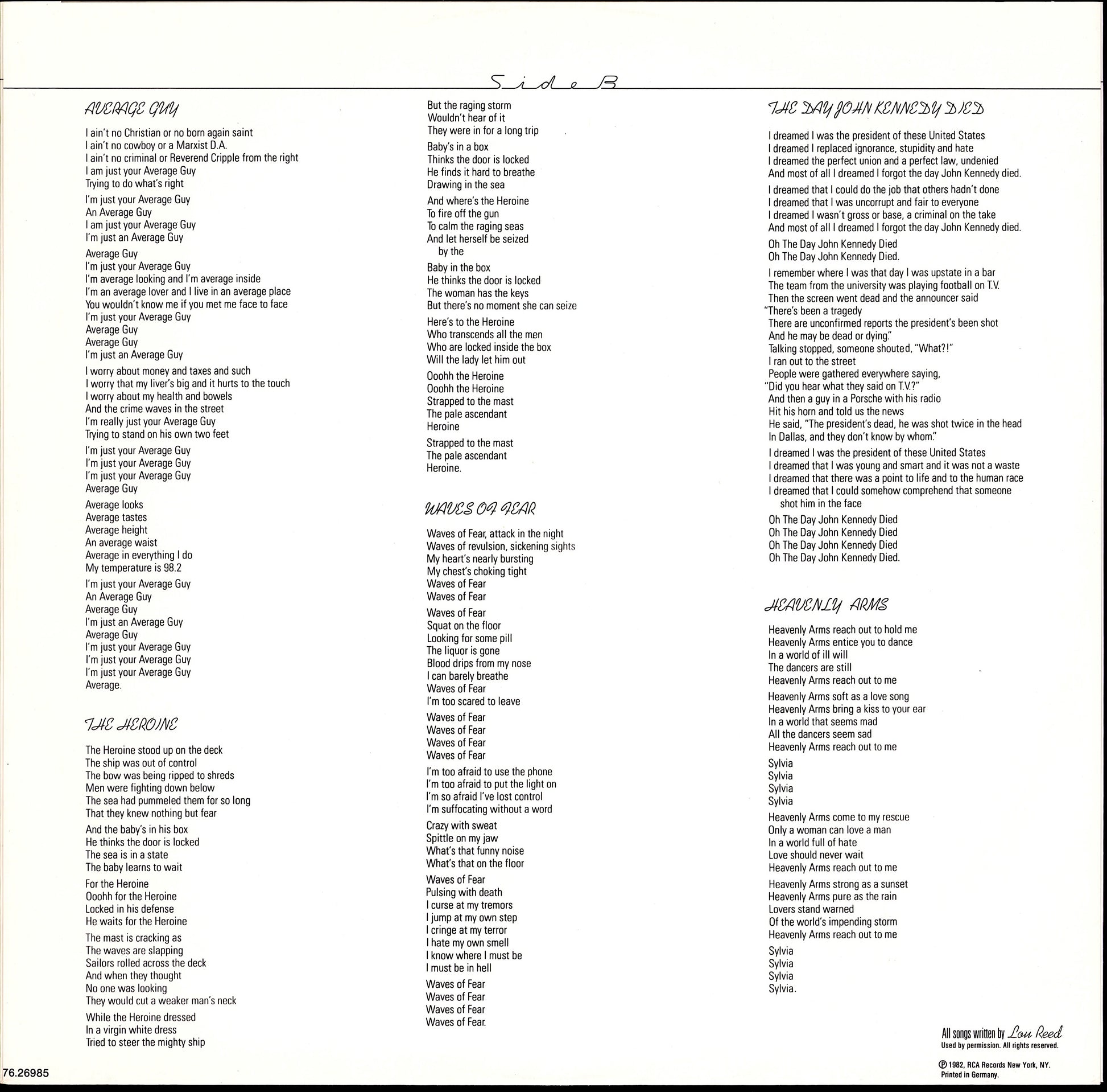 Lou Reed ‎- The Blue Mask Vinyl LP