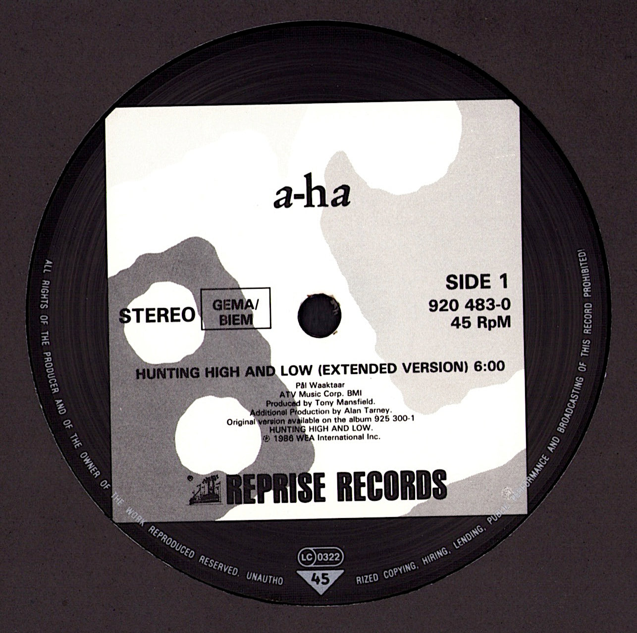 A-ha - Hunting High And Low Vinyl 12" Maxi-Single