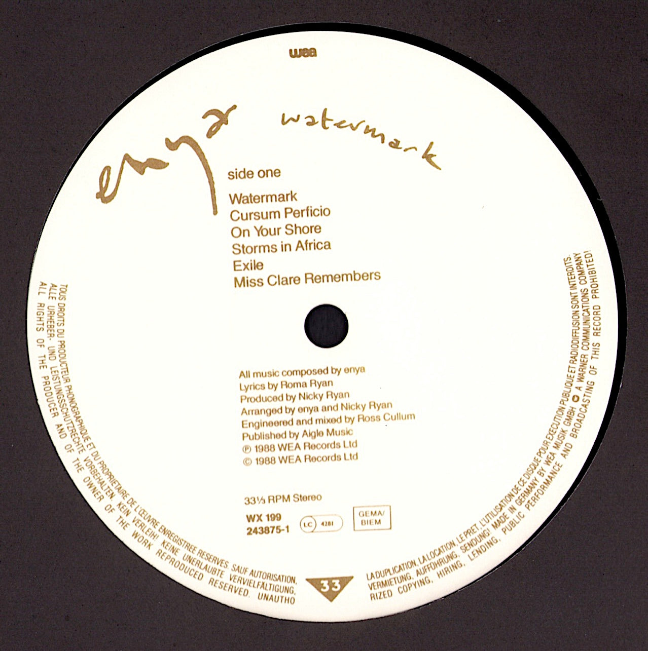 Enya ‎- Watermark Vinyl LP