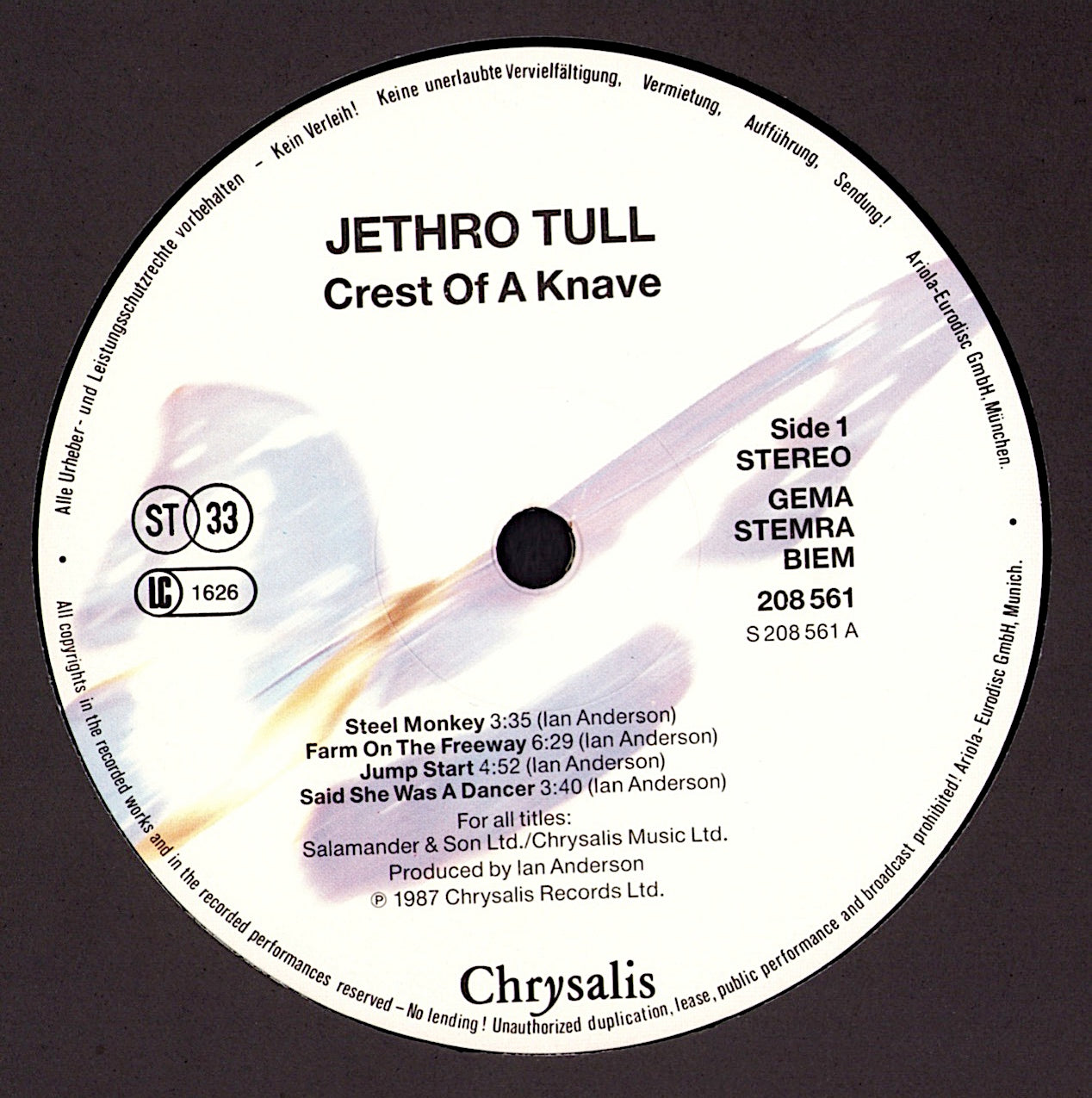 Jethro Tull - Crest Of A Knave Vinyl LP Kopie