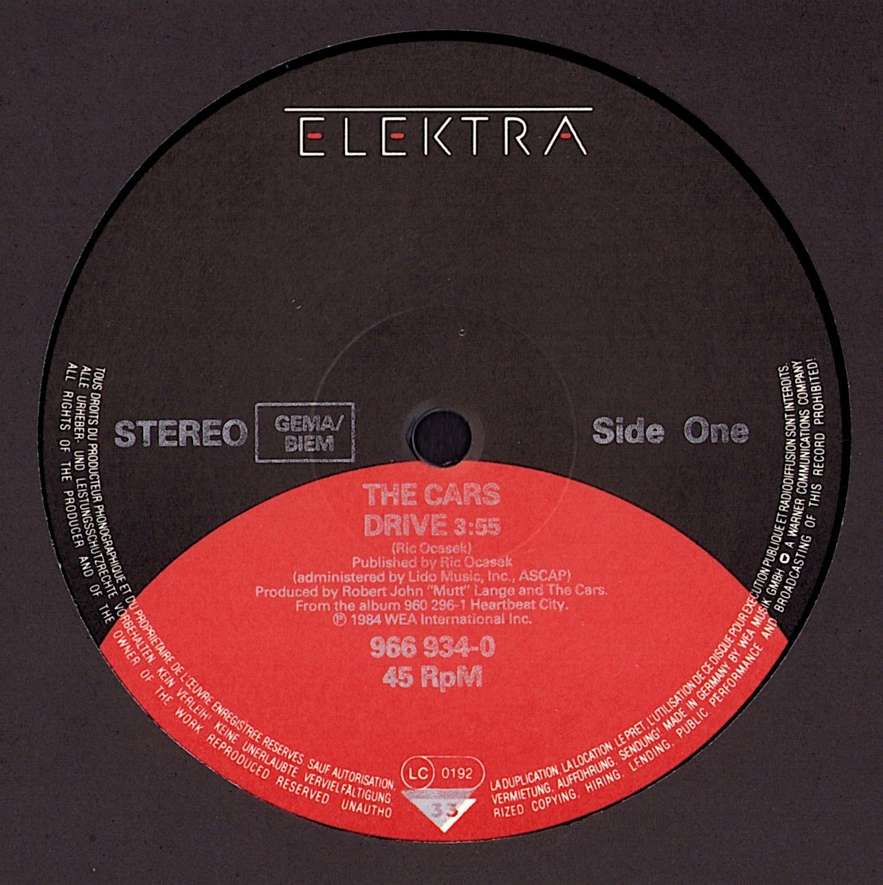 The Cars ‎- Drive Vinyl 12" Maxi-Single