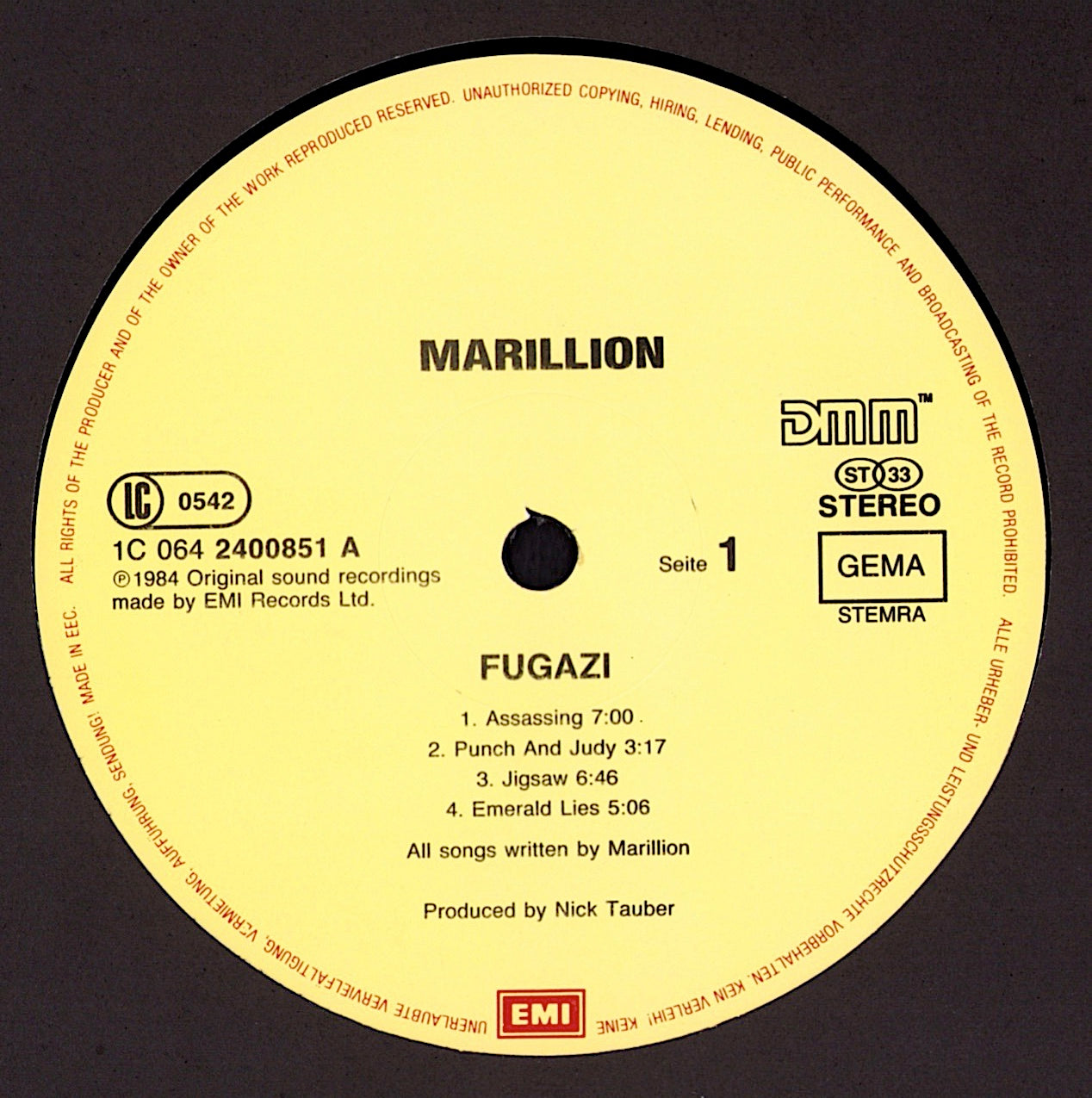 Marillion ‎- Fugazi Vinyl LP Kopie