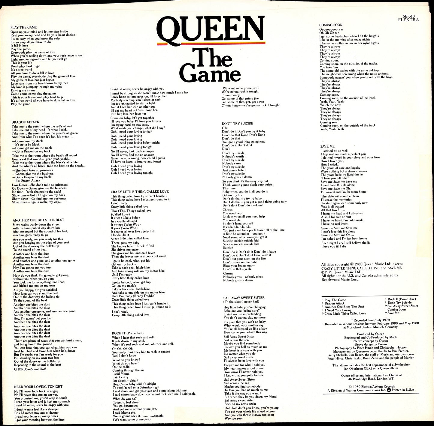 Queen - The Game Vinyl LP Kopie